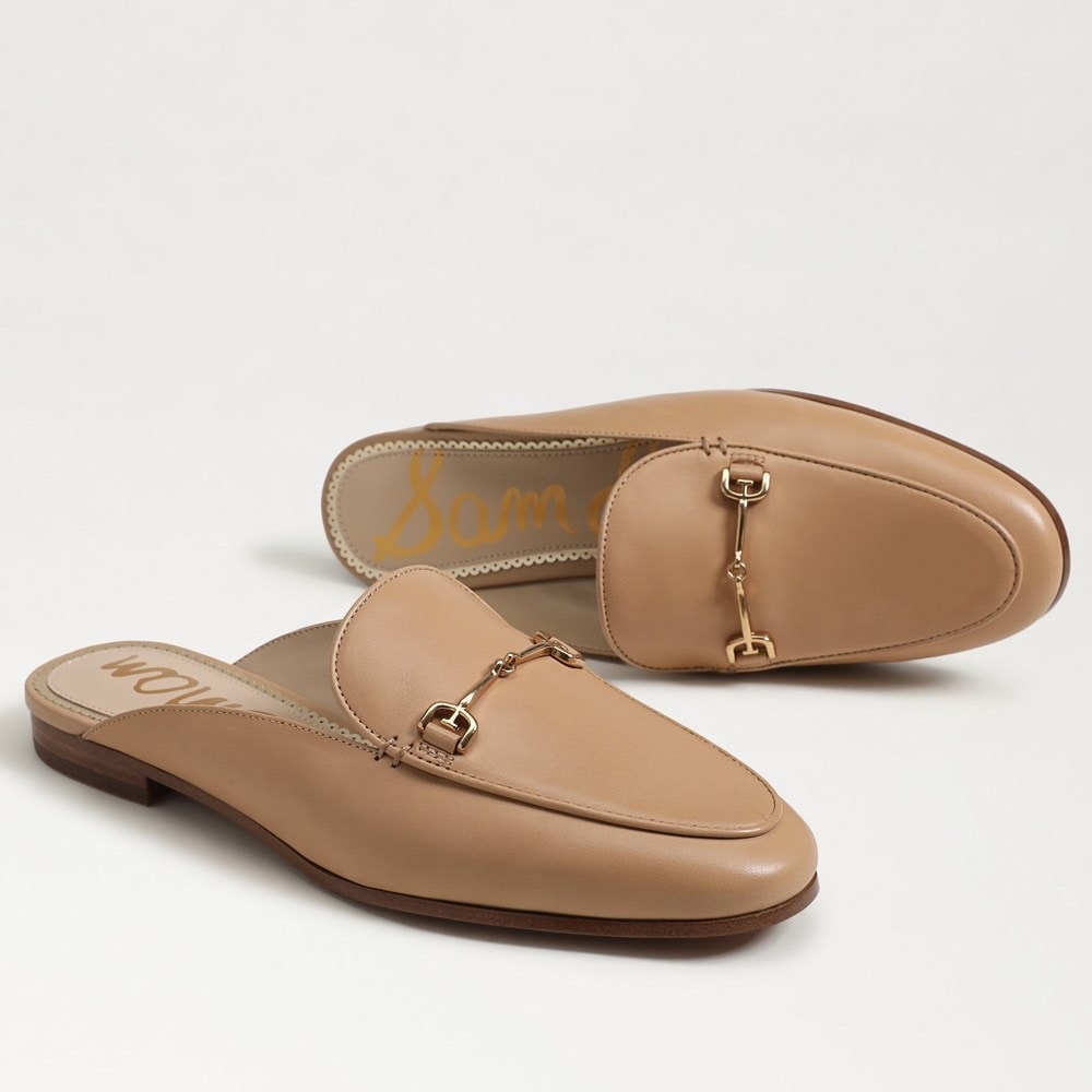 Sam Edelman Linnie loafer Beige Mules with Gold Accent Style #EC0206105